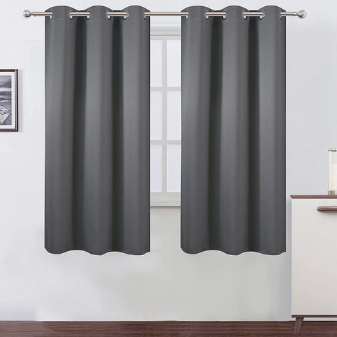 LEMOMO Grey Blackout Curtains 42 x 63 Inch Length/Set of 2 Curtain Panels/Thermal Insulated Room Darkening Blackout Curtains for Bedroom