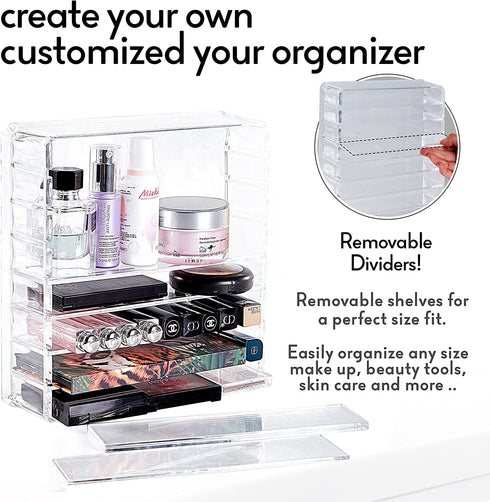 Acrylic Makeup Palette Organizer 8 Spaces Makeup Holder Organizer For Vanity Clear Cosmetics Makeup Organizer for Drawers