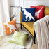 Emvency Set of 4 Throw Pillow Covers Dinosaur Tyrannosaurus in Rawr Brachiosaurus Red Navy Blue Prehistoric Paleontologist Decorative Pillow Cases Boys Room Home Decor Square 18x18 Inches Pillowcases