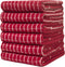 Pleasant Home Kitchen Towels (18" x 24", 6 Pack) Check Design - Solids and Multi- 320 GSM - Super Absorbent Kitchen Towels (Red, Solid Yarn Dyed)