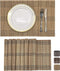 ANDSTAR Set of 8 Pcs Bamboo Placemats Natural Anti-Slip Bamboo Placemats Washable Heat-Resistant Table Mats for Dining Room and Kitchen (Brown+White+Black)
