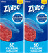 Ziploc Gallon Food Storage Freezer Bags, Grip 'n Seal Technology for Easier Grip, Open, and Close, 60 Count, Pack of 2 (120 Total Bags)