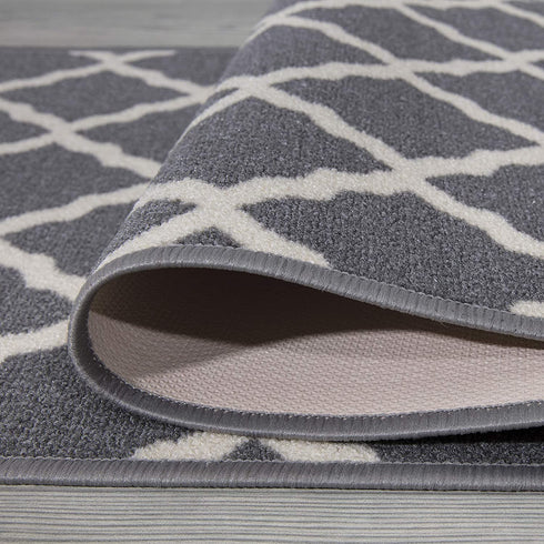 Ottomanson Glamour Collection Non-slip Trellis Design Runner Rug, 20" x 59", Gray
