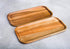 Wood Serving Platter Tray Plate, Wooden Steak Plates, Set of 1 Small Wood Tray + 50 Paddle Picks, Solid Natural Rectangular Acacia Board for Food Party Cheese Appetizer, Avoid Sliding and Spilling