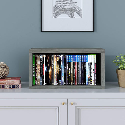 Way Basics Media Storage Rack Shelf Organizer Holds 30 PS5 Games, DVDs, Blu-Rays (Tool-Free Assembly and Uniquely Crafted from Sustainable Non Toxic zBoard Paperboard), Grey