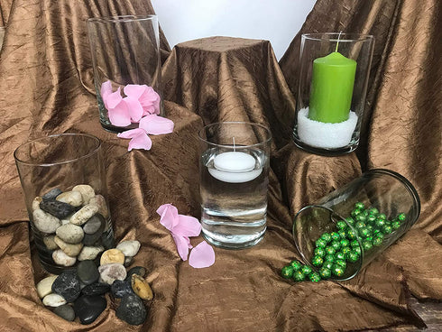 - 8" Tall x 5" Wide Cylinder Glass Vase and Flower Guide Booklet -for Weddings, Events, Decorating, Arrangements, Flowers, Office, or Home Decor.