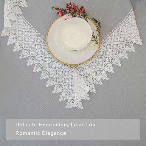 Gray Rectangle Tablecloth -52x70 Oblong Table Cloths-Washable Polyester Table Cover with Lace Trim for Kitchen Dinning Restaurant Tabletop Decoration by Midsummer Breeze
