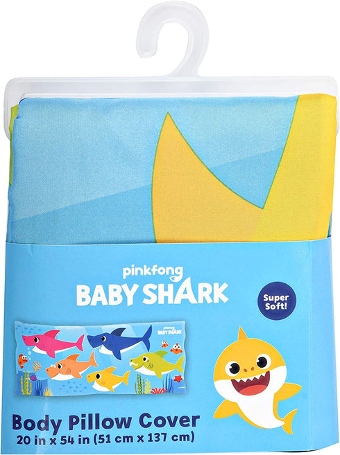 Baby Shark Decorative Body Pillow Cover - Kids Super Soft 1-Pack Bed Pillow Cover - Measures 20 Inches x 54 Inches