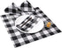 Gingham Buffalo Check Cloth Dinner Napkins Set of 12, 100% Cotton Checkered Wedding Dinner Napkins with Mitered Corners and Generous Hem - 18 x 18 Black White