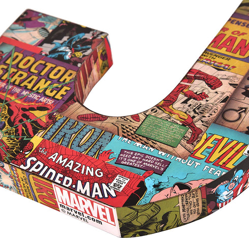 Marvel ME01J4 10 x 1 Red/Blue/Yellow Comics Wood Letter 'J'