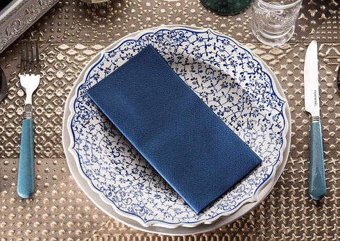 Navy Napkins | Linen Feel Disposable Cloth Like Paper Dinner Napkins | Hand Towels | Soft, Absorbent, Paper Hand Towels for Bathroom,Kitchen,Parties,Weddings or Events | 50 Pack