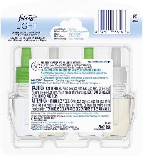Febreze LIGHT Fade Defy PLUG Air Freshener, Bamboo, (2) .87 fl. oz. Oil Refill