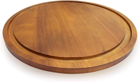 roro Acacia Round Wood Trivet / Charger with Groove (13 Inch x 1, Acacia Brown)
