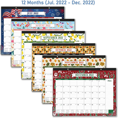 2022 Desk Calendar - Monthly Desk/Wall Calendar, Premium Thick Paper + Corner Protectors - 12 Different Themes 22" — 17", Jan 2022 - Dec 2022, Large Ruled Blocks