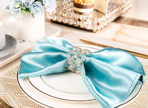 Feyarl Set of 8pcs Crystal Napkin Rings Sparkly Beads Table Dinner Napkin Holders for Wedding Centerpieces Family Special Festival Decoration