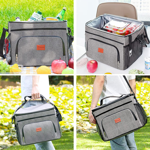 AstroAI Lunch Box Cooler Bag for Men Women,15L(24 Cans)/24L(40 Cans) Leakproof Insulated Lunch Cooler Tote Bag Foldable For Picnic Hiking School Office Travel Beach Shopping
