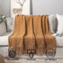 MIULEE Brown Throw Blanket for Couch,Boho Bed Decor Knitted Outdoor Blankets Throw Size with Tassels Cozy Woven for Sofa Home Chair Wave Pattern 50" x 60" Inches