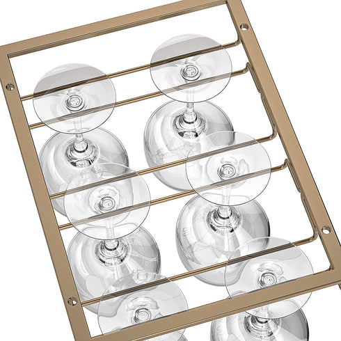 LACAFA Wine Glass Holder - Under Cabinet Stemware Rack in Home, Bar Kitchen Organization with 3 Rows Wine Glass Rack Hanger Storage Metal Organizer for Under Shelf Hanging (Gold)