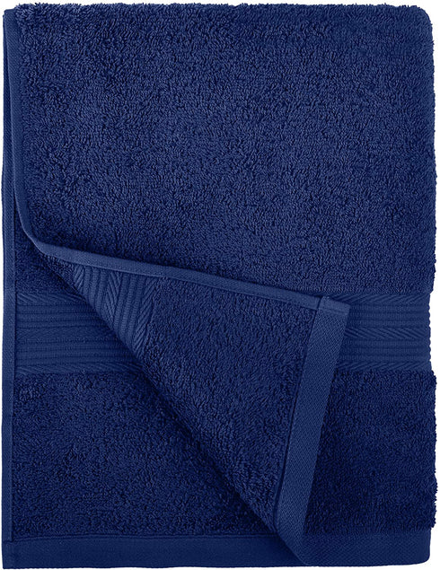 Amazon Basics 6-Piece Fade Resistant Bath, Hand and Washcloth Towel Set - Navy Blue
