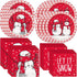 Unique Red Stripes Snowman Dinnerware Party Bundle | Dinner & Dessert Plates, Large & Small Napkins | Candy Cane Paper Disposable Kids Christmas Holiday Dessert Dinner Set