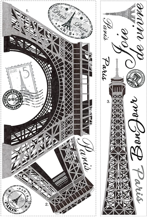 RoomMates RMK1576GM Paris Eiffel Tower Peel and Stick Wall Decal 55.75 inch x 32.5 inch