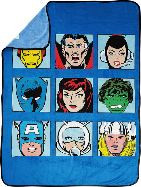 Marvel Comics Avengers Throw Blanket - Measures 46 x 60 inches, Kids Bedding Features Captain America, Black Panther, & Doctor Strange - Fade Resistant Super Soft Fleece (Official Marvel Product)