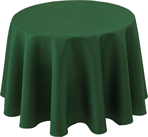 Biscaynebay Textured Fabric Round Tablecloths 60 Inches in Diameter, Hunter Green Water Resistant Tablecloths for Dining, Kitchen, Wedding, Parties etc. Machine Washable