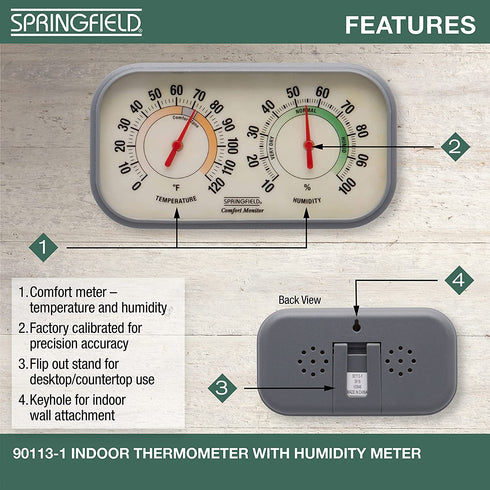 Springfield Color Track Humidity Meter and Thermometer