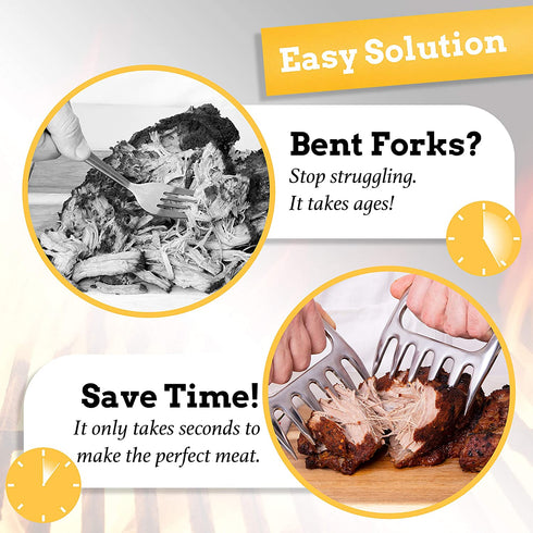 Meat Claws Meat Shredder for BBQ - Perfectly Shredded Meat, These Are The Meat Claws You Need - Best Pulled Pork Shredder Claw x 2 For Barbecue, Smoker, Grill (Stainless Steel)