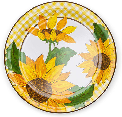 Royal Magnolia Sunflower Party Supplies -Service for 24- Sunflower Paper Plates (7 and 9 Inch), Paper Napkins and Party Cups - Disposable Sunflower Theme Party Dinnerware Set for Sunflower Birthday