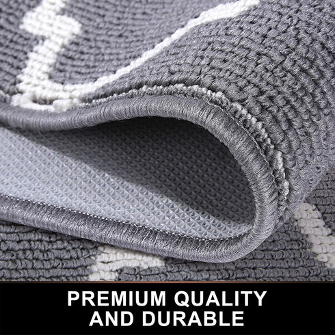 OLANLY Indoor Door Mat, 20x32, Non-Slip Absorbent Resist Dirt Entrance Rug, Machine Washable Low-Profile Inside Floor Mat Door Rugs for Entryway, Grey Trellis