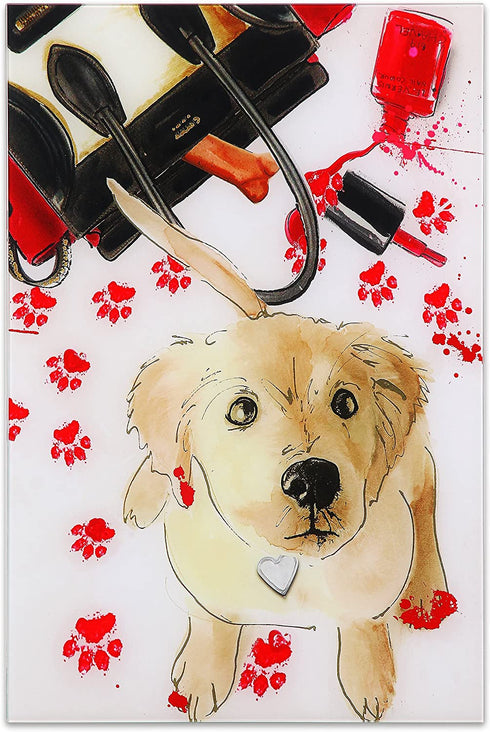 Empire Art Direct Oh Again Frameless Free Floating Tempered Glass Dog Wall Art Ready to Hang, 16 in x 24 in x 0.2