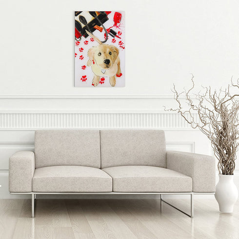 Empire Art Direct Oh Again Frameless Free Floating Tempered Glass Dog Wall Art Ready to Hang, 16 in x 24 in x 0.2