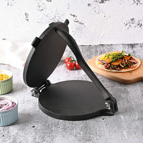 Bioexcel 8-Inch Premium Grade Cast Iron Tortilla Press tortillas Maker with Handle, Black