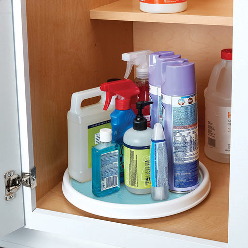 Copco 5234754 Non-Skid Pantry Cabinet Lazy Susan Turntable, 12-Inch, White/Aqua