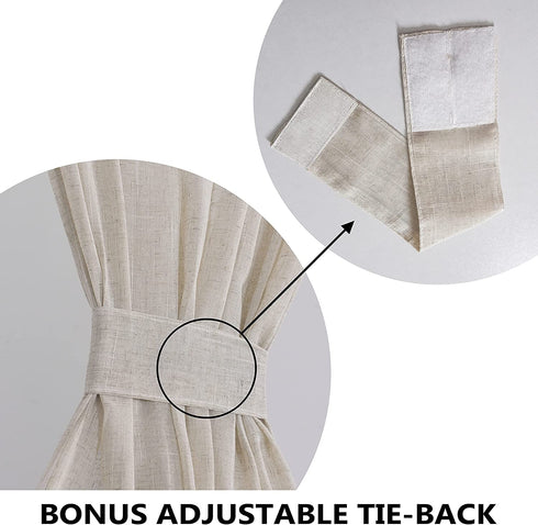 Demetex Semi Sheer Door Panels 72 inch Length Privacy Linen French Door Curtain Panels for Front Door, Set of 2, 54 x 72, Beige