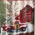 The Lakeside Collection Christmas Shower Curtain with Vintage Red Truck, Barn and Holiday Trees