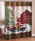 The Lakeside Collection Christmas Shower Curtain with Vintage Red Truck, Barn and Holiday Trees