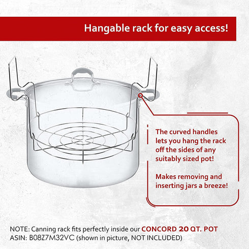 CONCORD 12" Stainless Steel Canning Rack. Holds 8 Pint or 7 Quart Jars. No Rust, Extra Stability. FITS IN POT WITH AT LEAST 12.5" WIDTH. BULK PACKS (2 Pack)