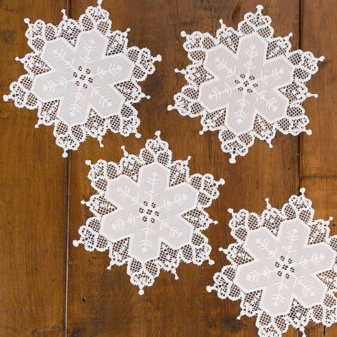 Heritage Lace Snowflake Doily, 9" Round, White, 4 Count