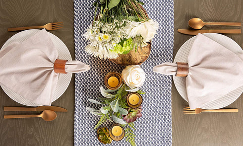DII Woven Basics Collection 100% Cotton Knit Table Runner, 15x72, French Blue