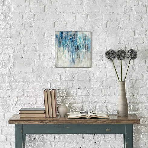 UTOP-art Blue Abstract Wall Art Canvas Painting: Navy and Gray Artwork Silver Print Modern Picture on Large Canvas Poster for Living Room and Office