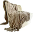 Odds & Ends Home Fleece Blanket Twin Size with Tassels - Super Soft Plush Tan Throw Blankets for Bed, Sofa, Couch, Outdoor, 60x87 Inches