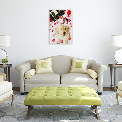 Empire Art Direct Oh Again Frameless Free Floating Tempered Glass Dog Wall Art Ready to Hang, 16 in x 24 in x 0.2
