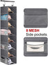 MISSLO 8-Shelf Hanging Shoe Organizer Clothes Closet Organizers and Storage Shelves Hat Holder with Large Shelf and Side Mesh Pockets for Hats Handbags Kid Sweater, Grey
