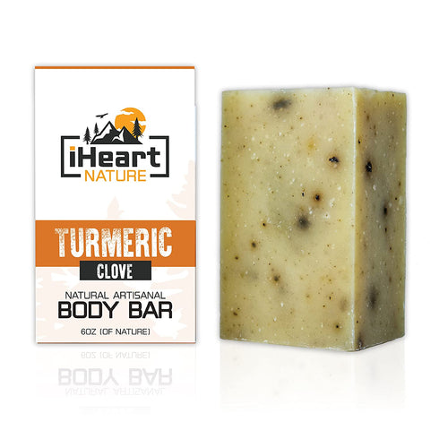 Organic Turmeric Soap Bar (Large 6 Ounce) Made in USA (Turmeric Helps Minimize Acne, Pores, Blemishes) Bright Beautiful Natural Glowing Skin Soap (Spicy Clove Aromatherapy)