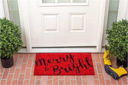 Calloway Mills 104971729 Merry & Bright Doormat, 17" x 29", Red/Black