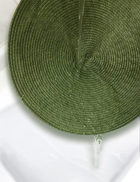 HODJOY placemat, Round Woven placemat for Indoor and Outdoor, 15", Set of 6 (Olive)