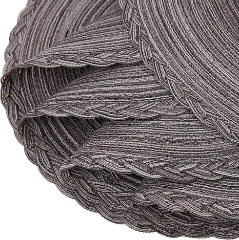 Smaafit Round Braided Placemats Set of 6 for Dining Tables 15 Inch Non-Slip Kitchen Table Mats (Grey B)