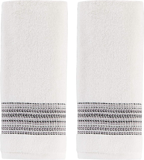 SKL Home by Saturday Knight Ltd. Geo Stripe Hand Towel Set, White 2 Count